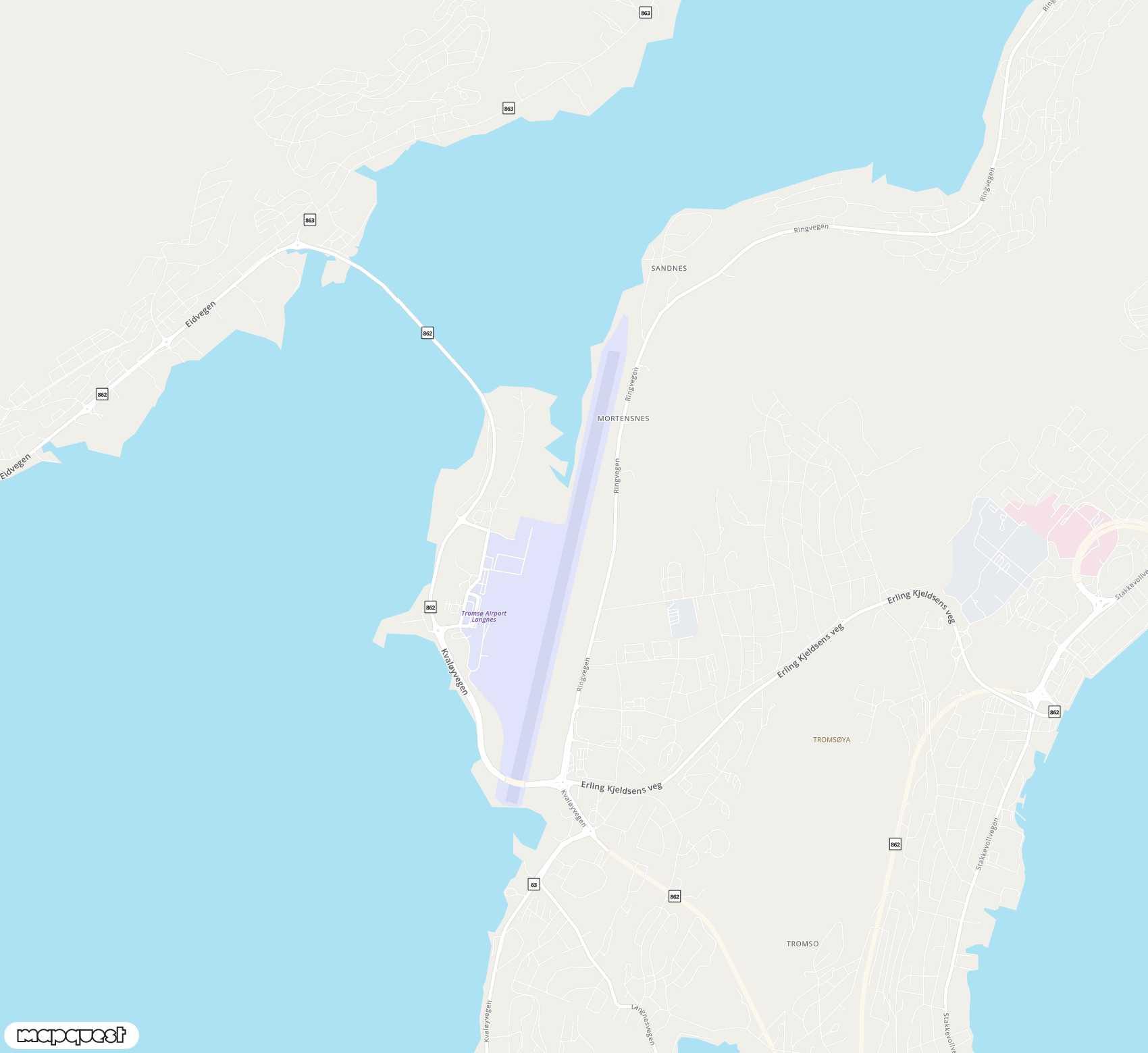 Carte de Tromsø, Langnes <span>international airport (TOS)</span>
