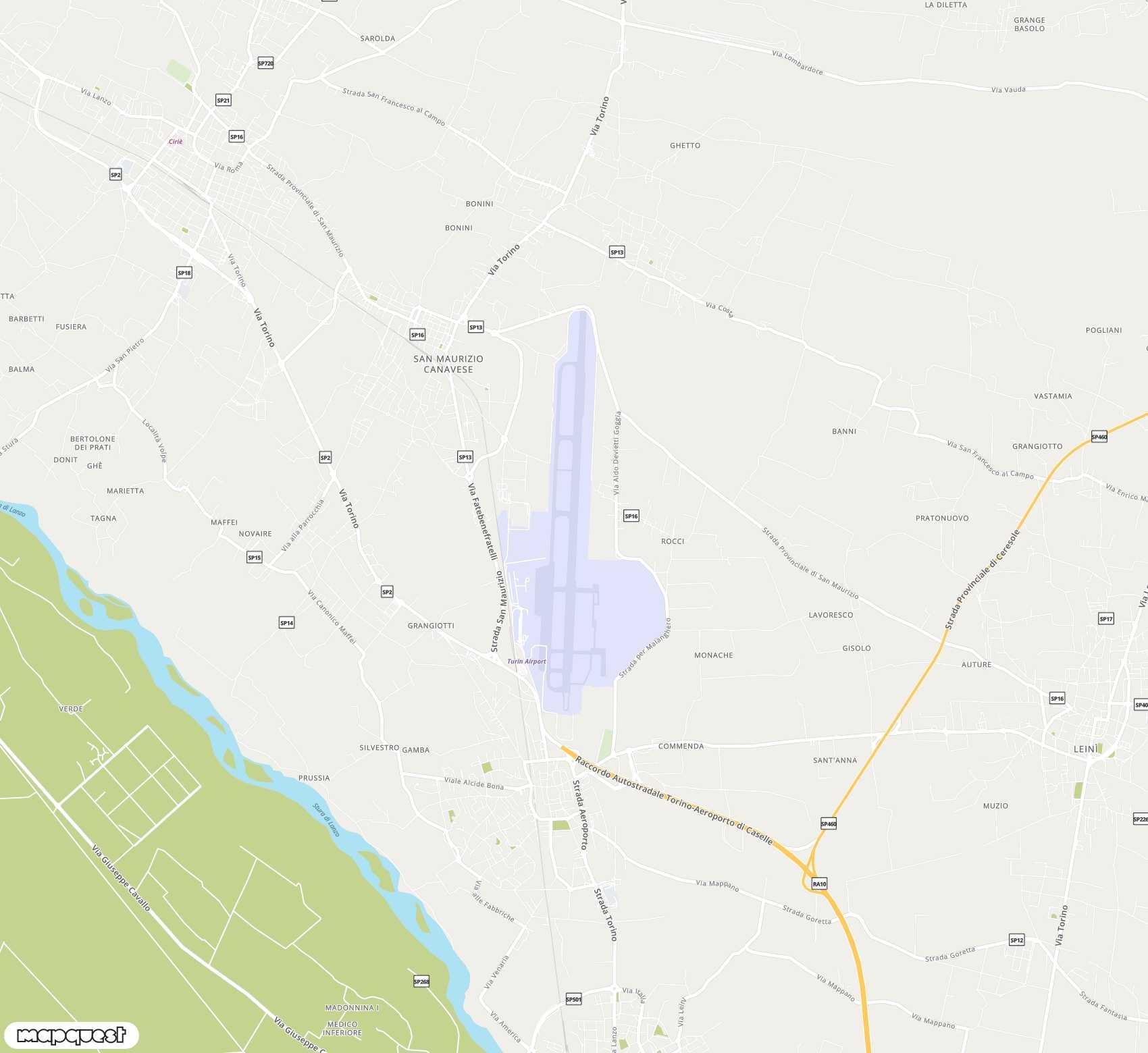 Carte de Turin <span>international airport (TRN)</span>