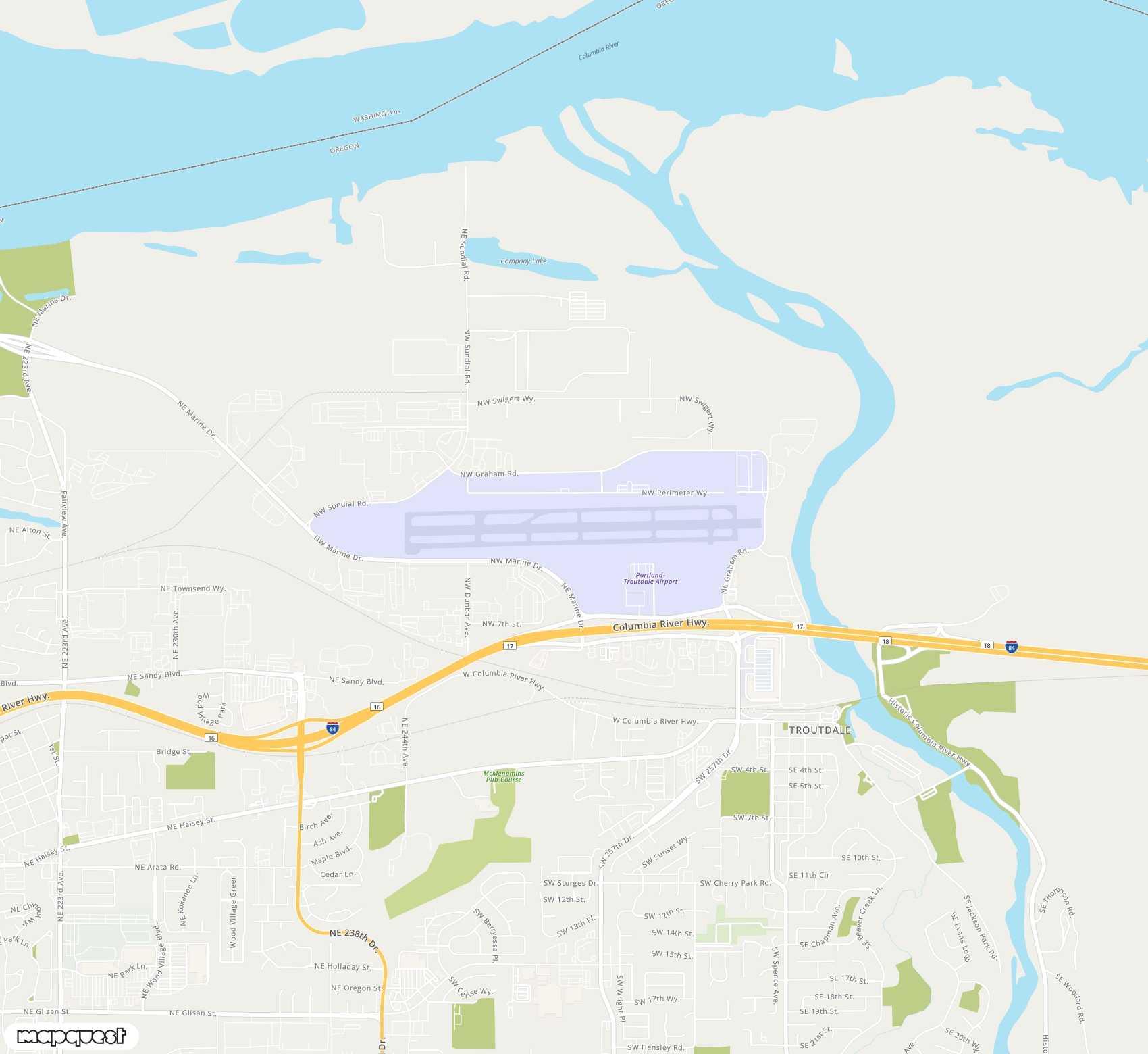 Carte de <span>Aéroport de </span>Portland Troutdale<span>(TTD)</span>