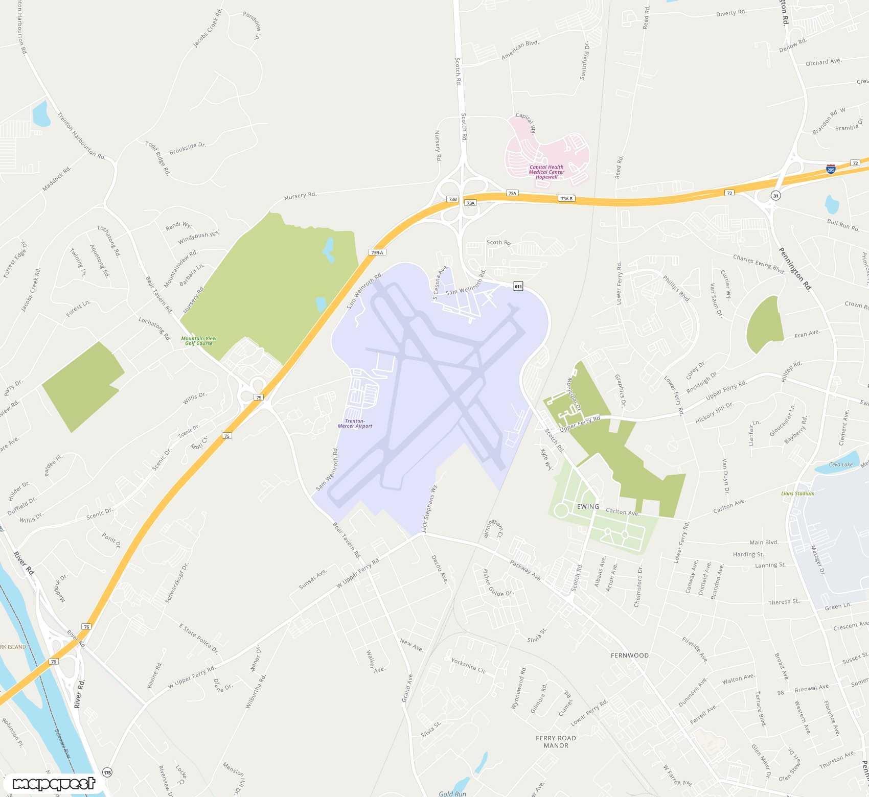 Carte de <span>Aéroport de </span>Trenton Mercer<span>(TTN)</span>