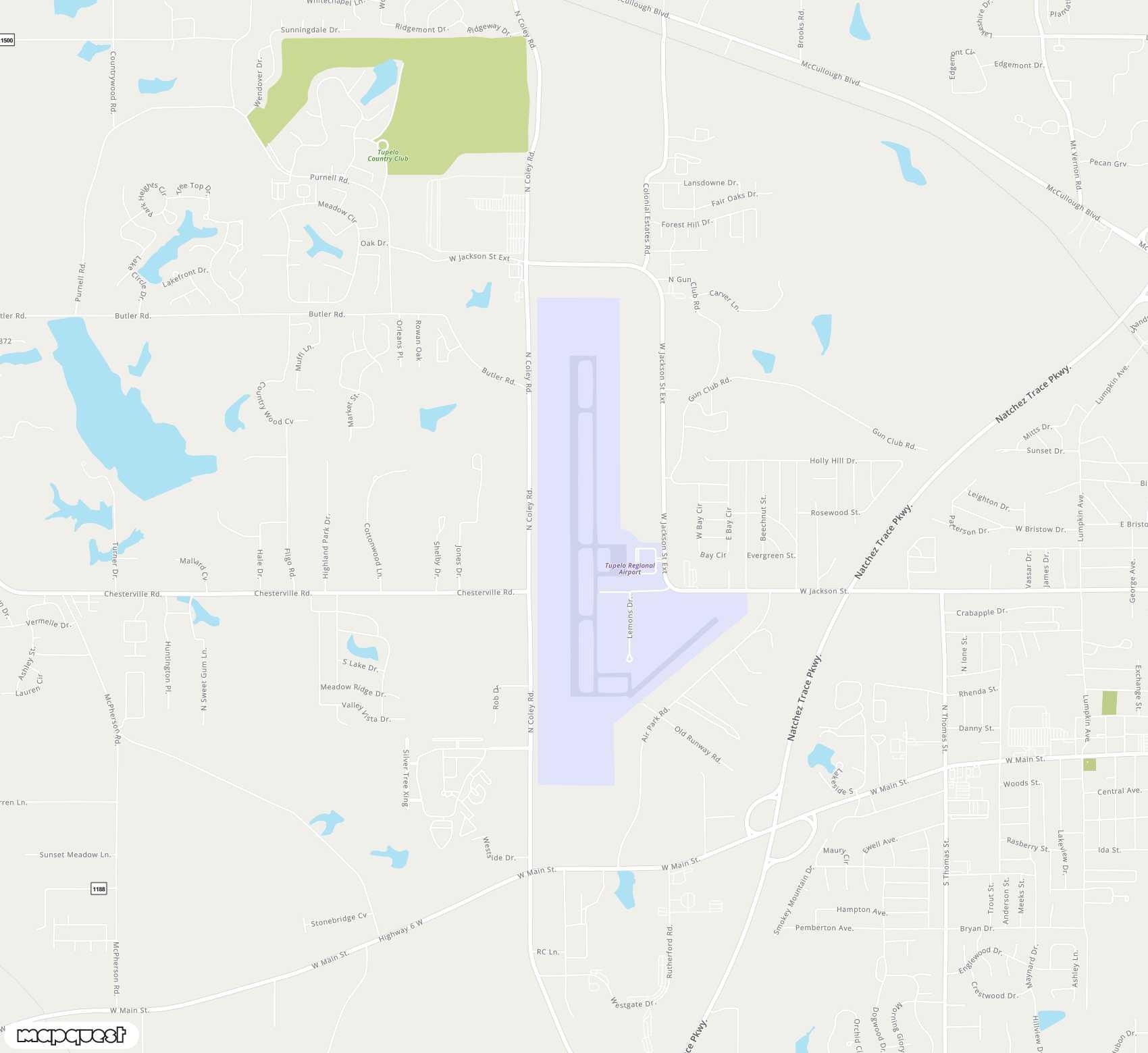 Carte de <span>Aéroport de </span>Tupelo Regional<span>(TUP)</span>