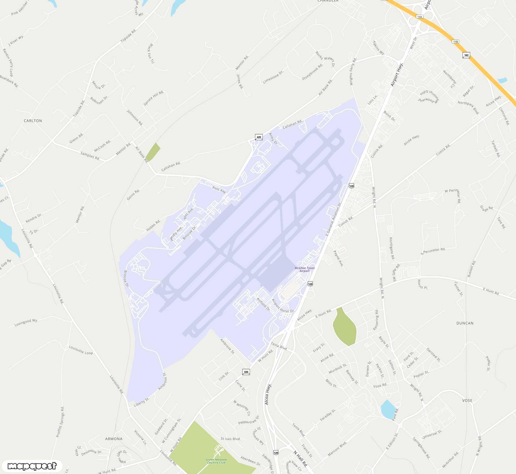 Carte de McGhee Tyson <span>airport (TYS)</span>