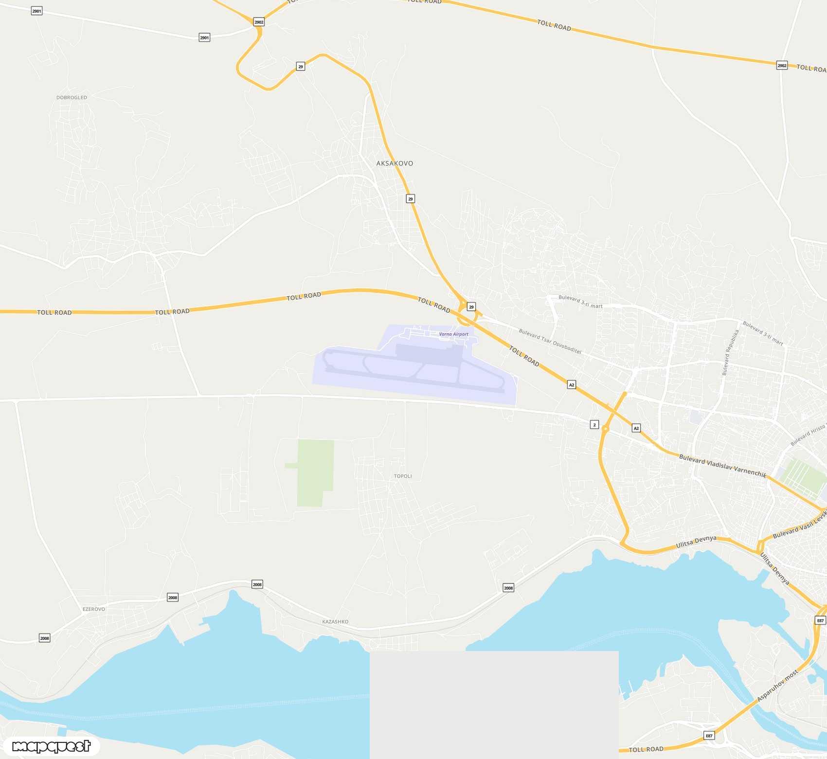 Carte de Varna <span>international airport (VAR)</span>