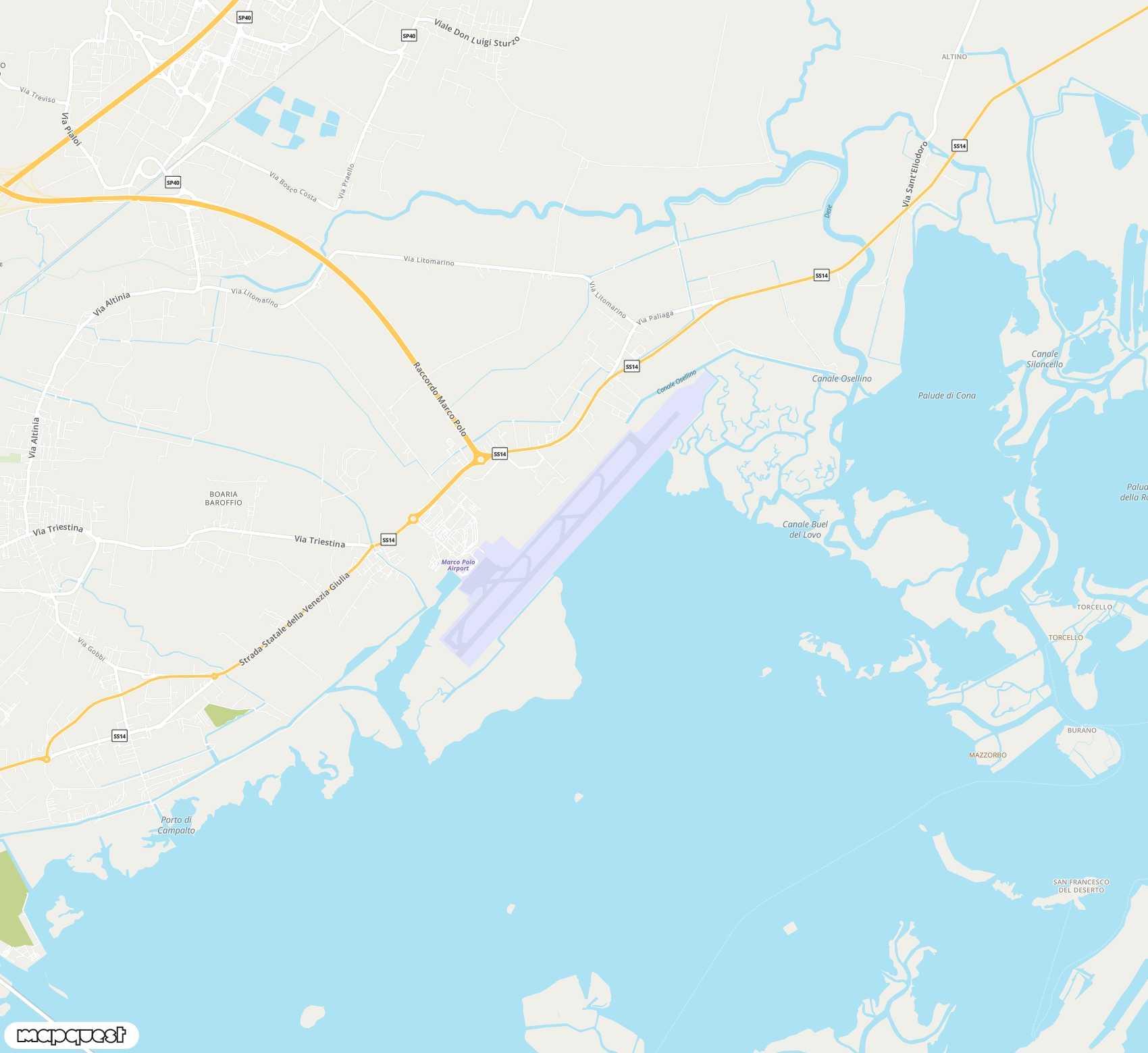 Carte de Venice Marco Polo <span>international airport (VCE)</span>