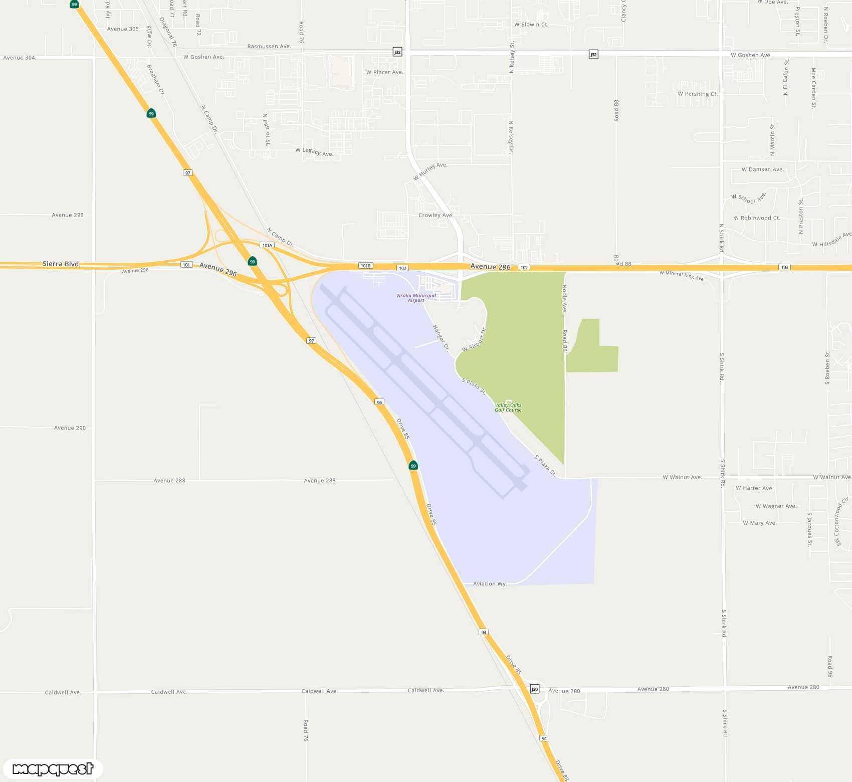 Carte de Visalia <span>airport (VIS)</span>