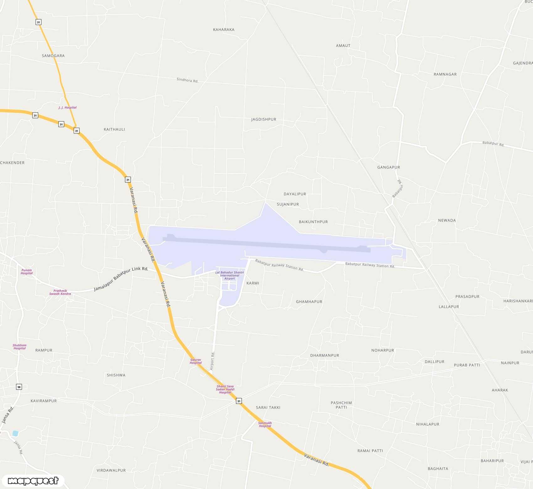 Carte de Lal Bahadur Shastri <span>airport (VNS)</span>