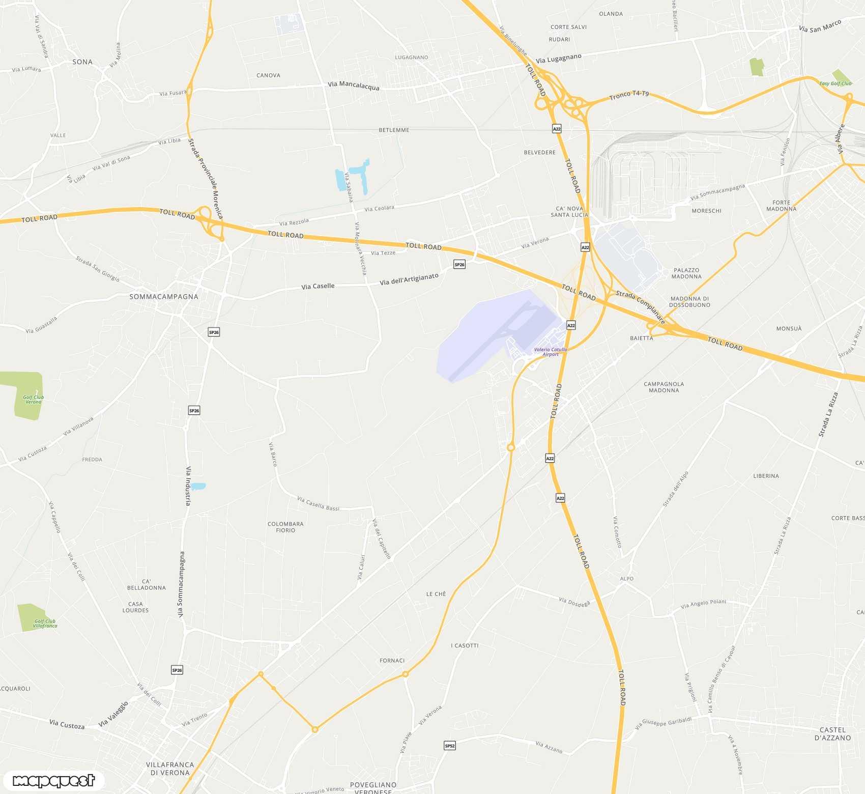 Carte de <span>Aéroport international de </span>Verona Villafranca<span>(VRN)</span>