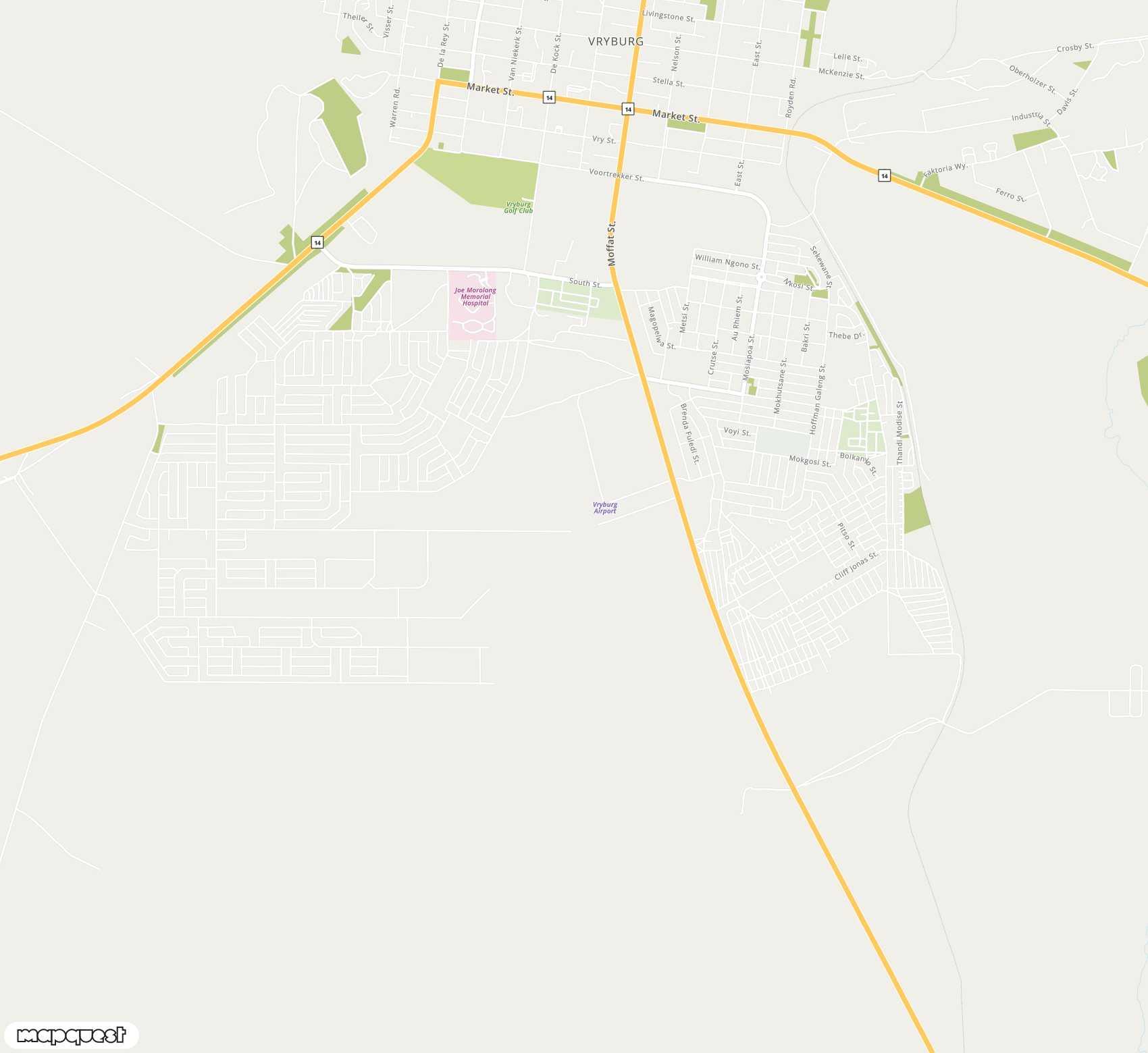 Carte de Vryburg <span>airport (VRU)</span>