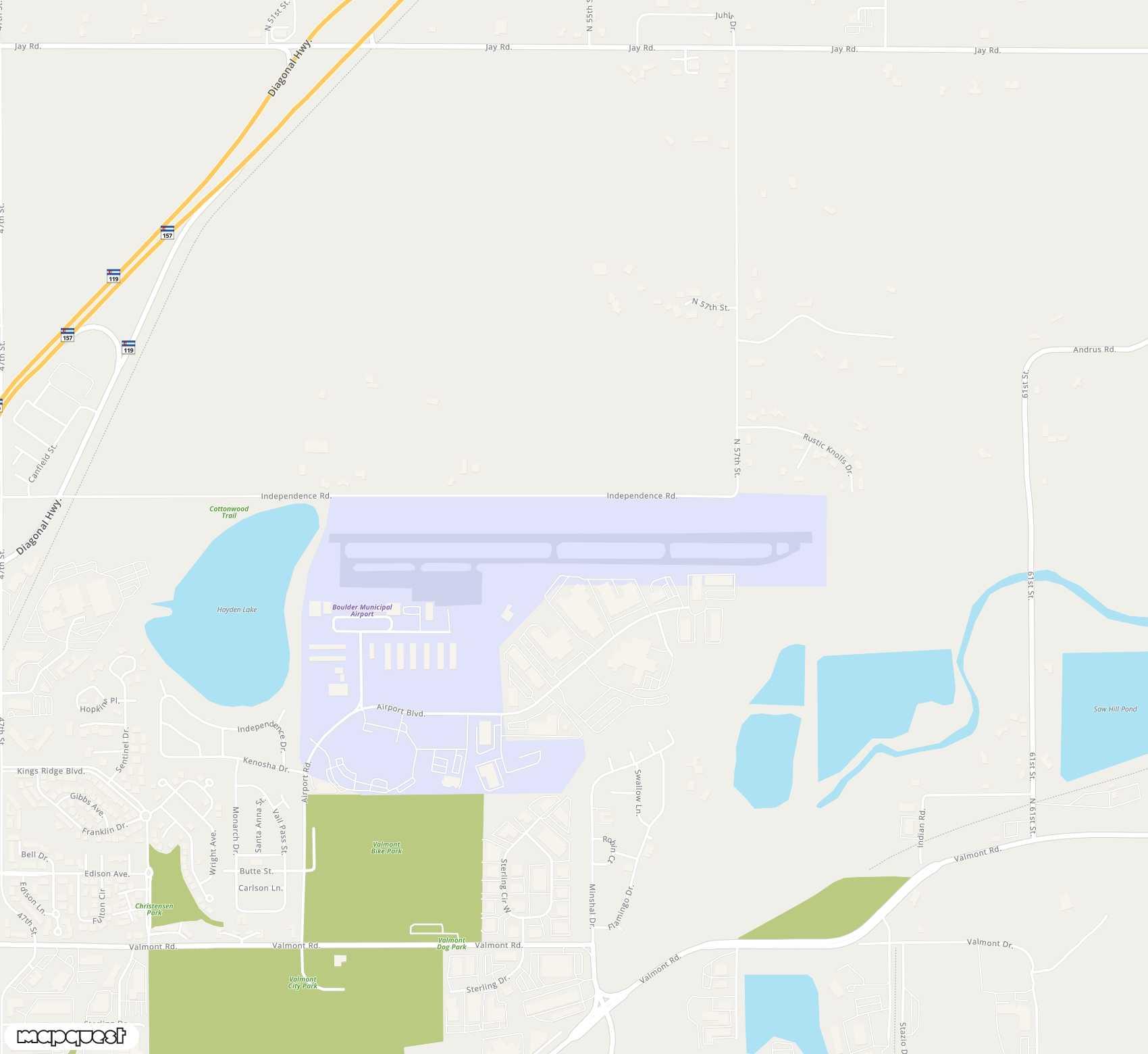 Carte de <span>Aérodrome de </span>Boulder Municipal<span>(WBU)</span>