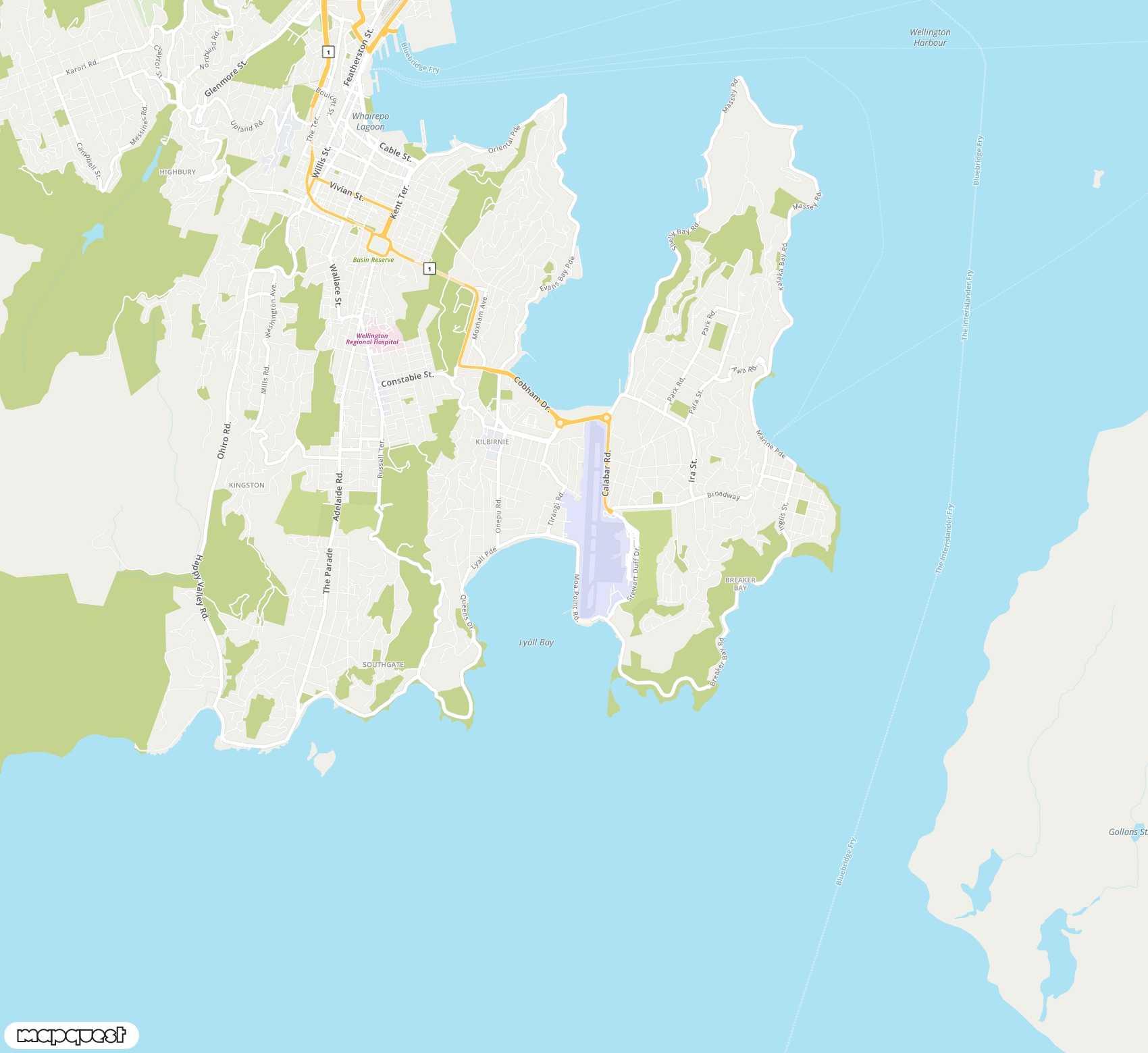 Carte de Wellington <span>international airport (WLG)</span>