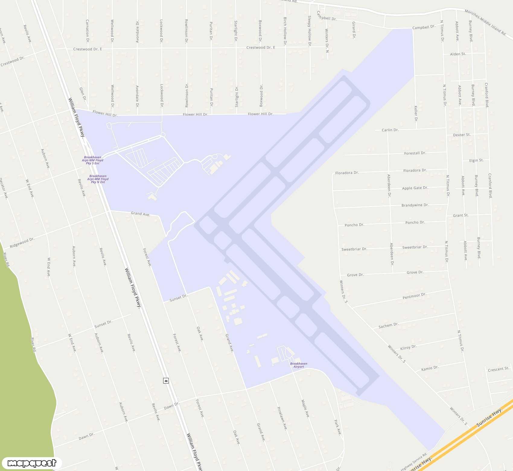 Carte de <span>Aérodrome de </span>Brookhaven<span>(WSH)</span>