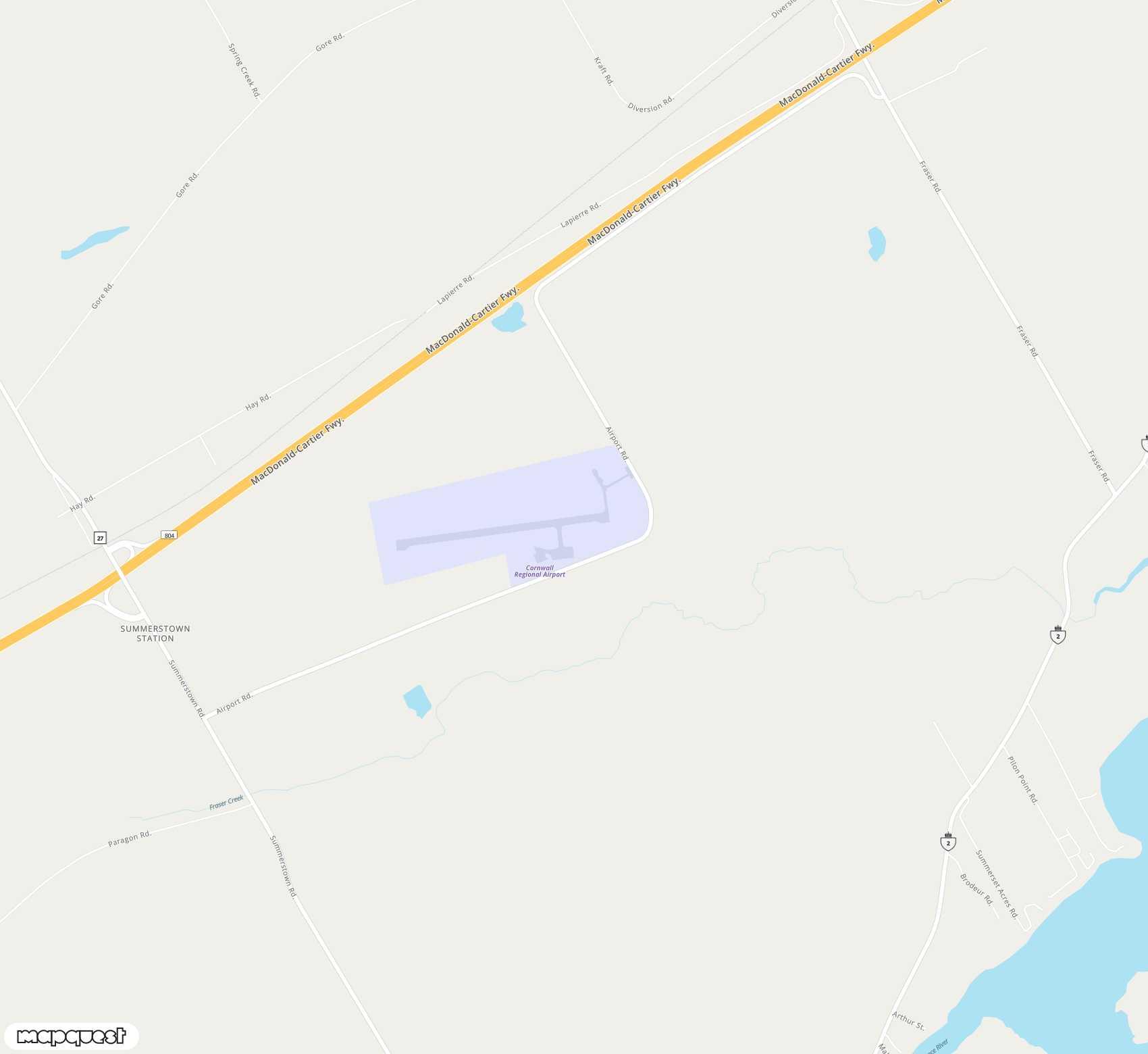 Carte de Cornwall Regional <span>airport (YCC)</span>