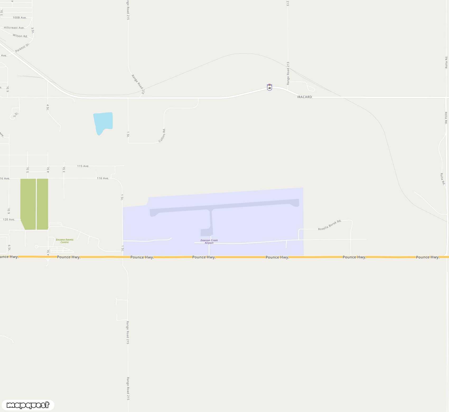 Carte de <span>Aéroport de </span>Dawson Creek<span>(YDQ)</span>