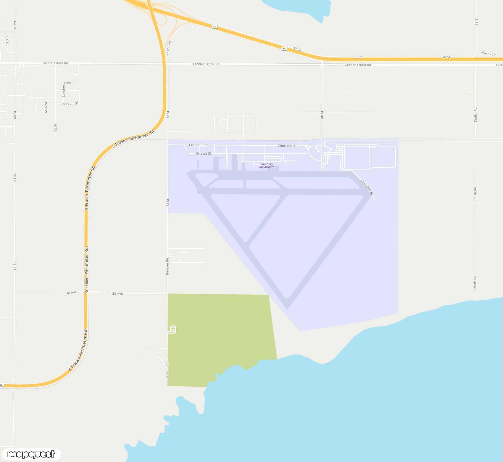 Carte de Boundary Bay <span>airport (YDT)</span>
