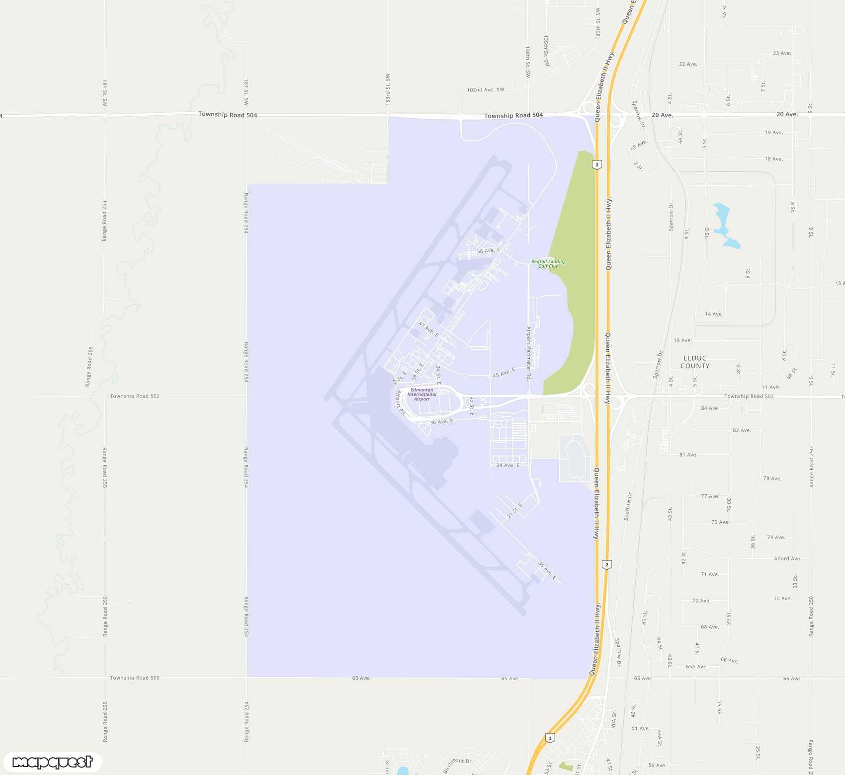 Carte de <span>Aéroport international de </span>Edmonton<span>(YEG)</span>