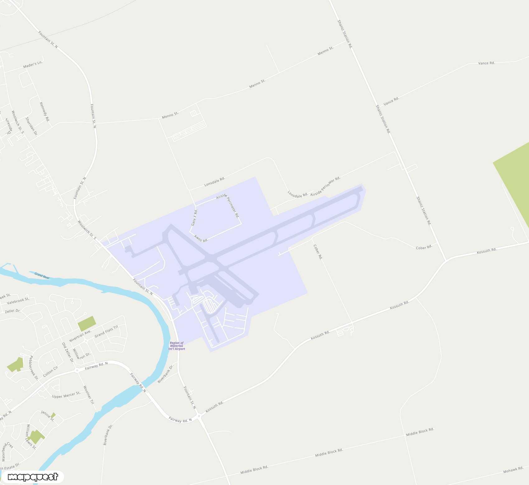 Carte de <span>Aéroport de </span>Waterloo<span>(YKF)</span>