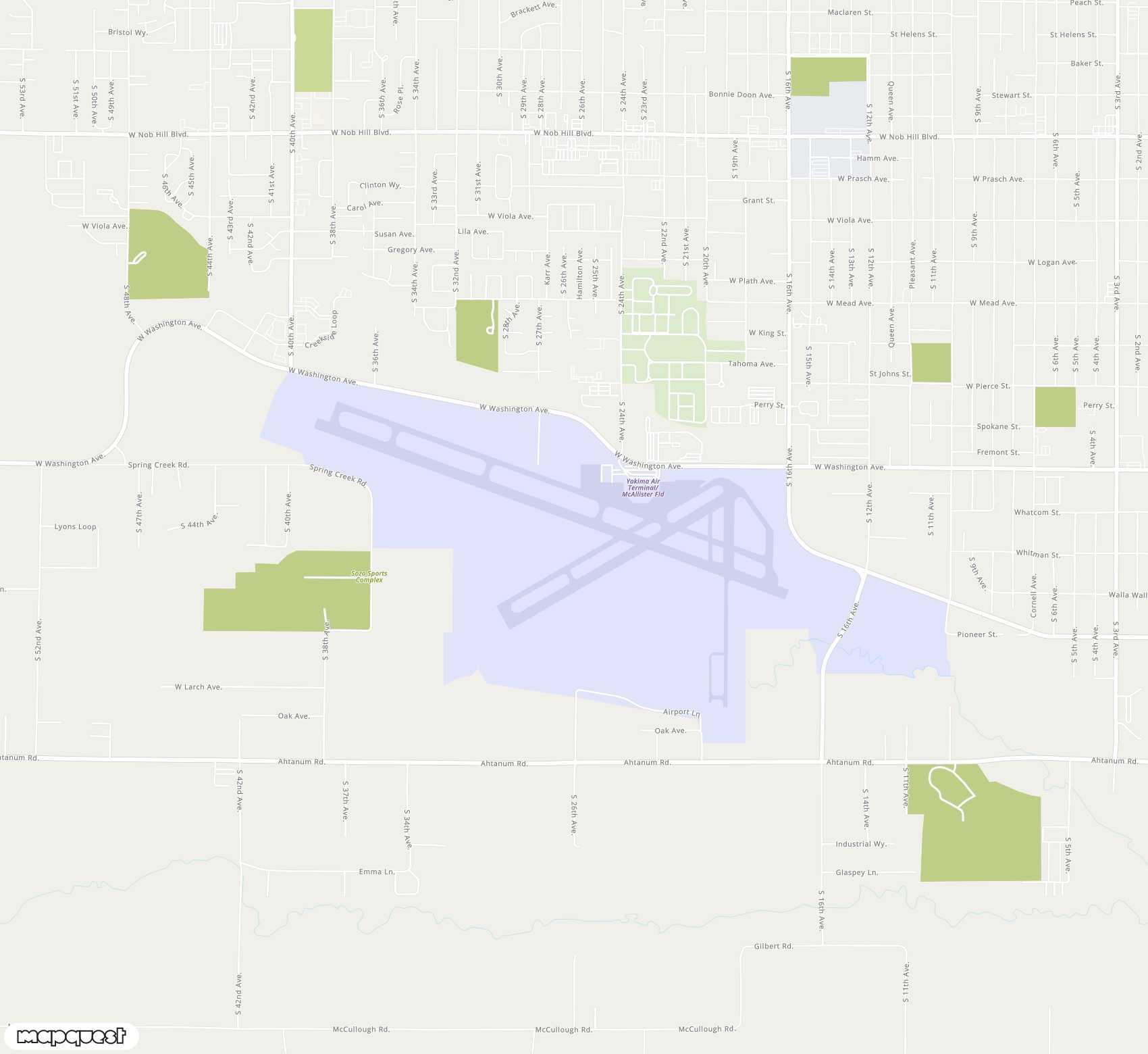 Carte de Yakima Air Terminal McAllister Field <span>airport (YKM)</span>