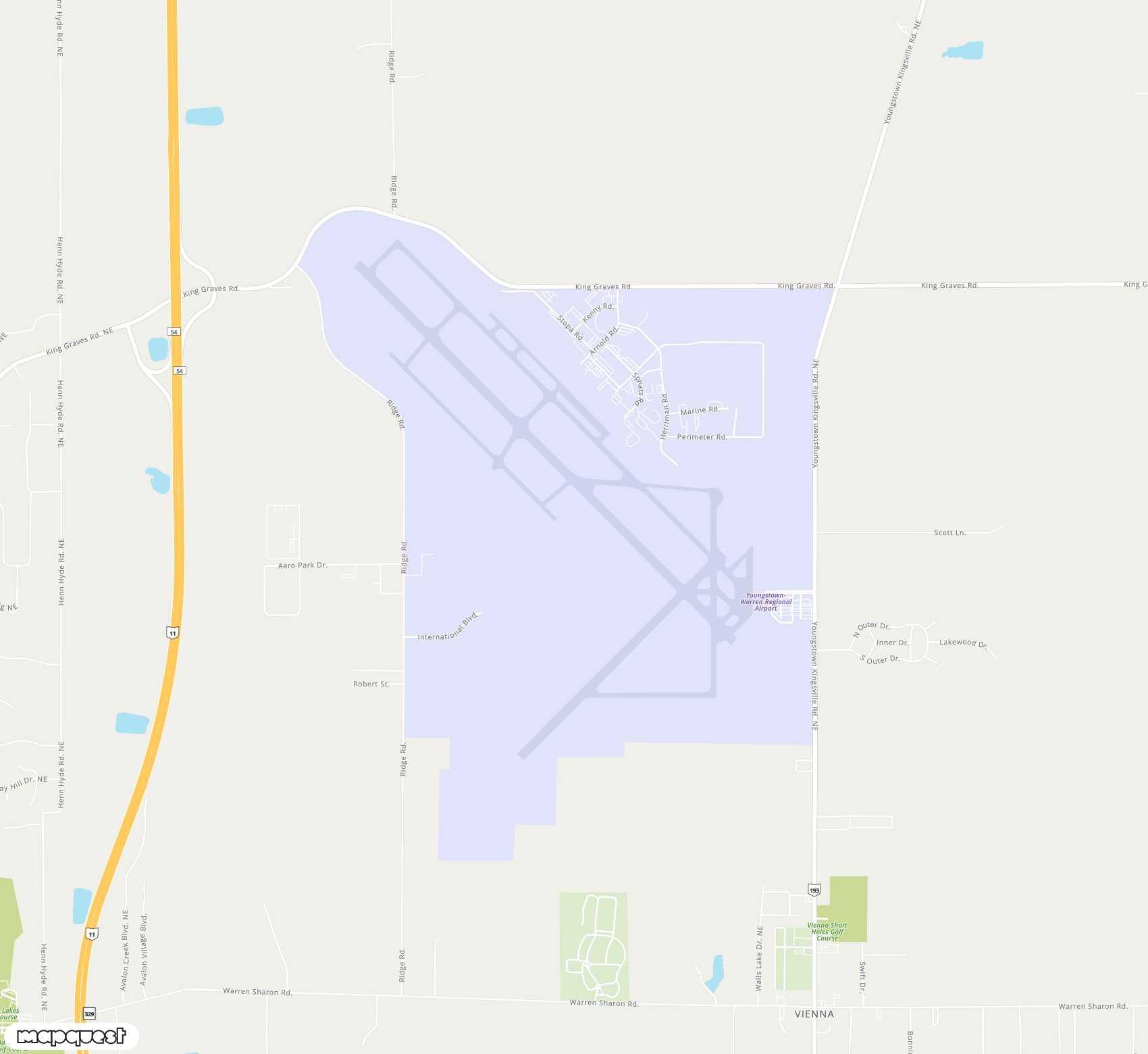 Carte de <span>Aéroport de </span>Youngstown Warren Regional<span>(YNG)</span>