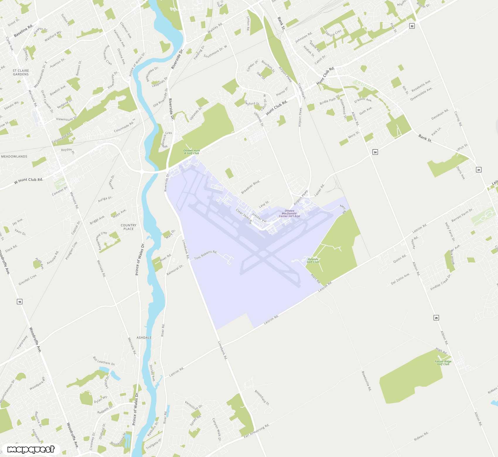 Carte de <span>Aéroport international de </span>Ottawa Macdonald-Cartier<span>(YOW)</span>
