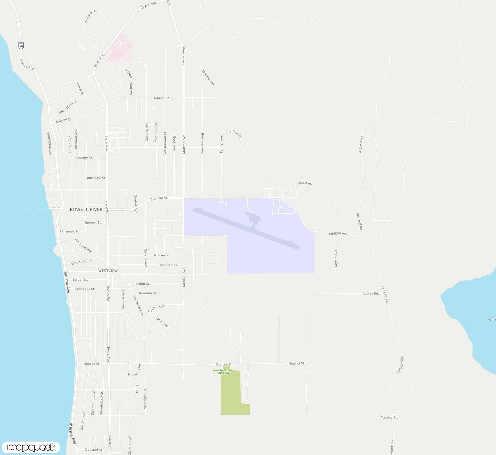 Carte de <span>Aéroport de </span>Powell River<span>(YPW)</span>