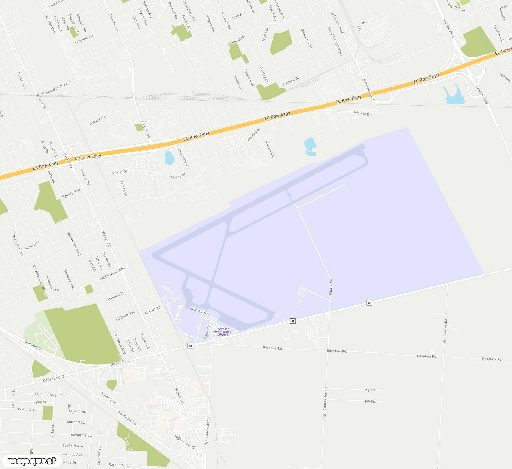 Carte de Windsor <span>airport (YQG)</span>
