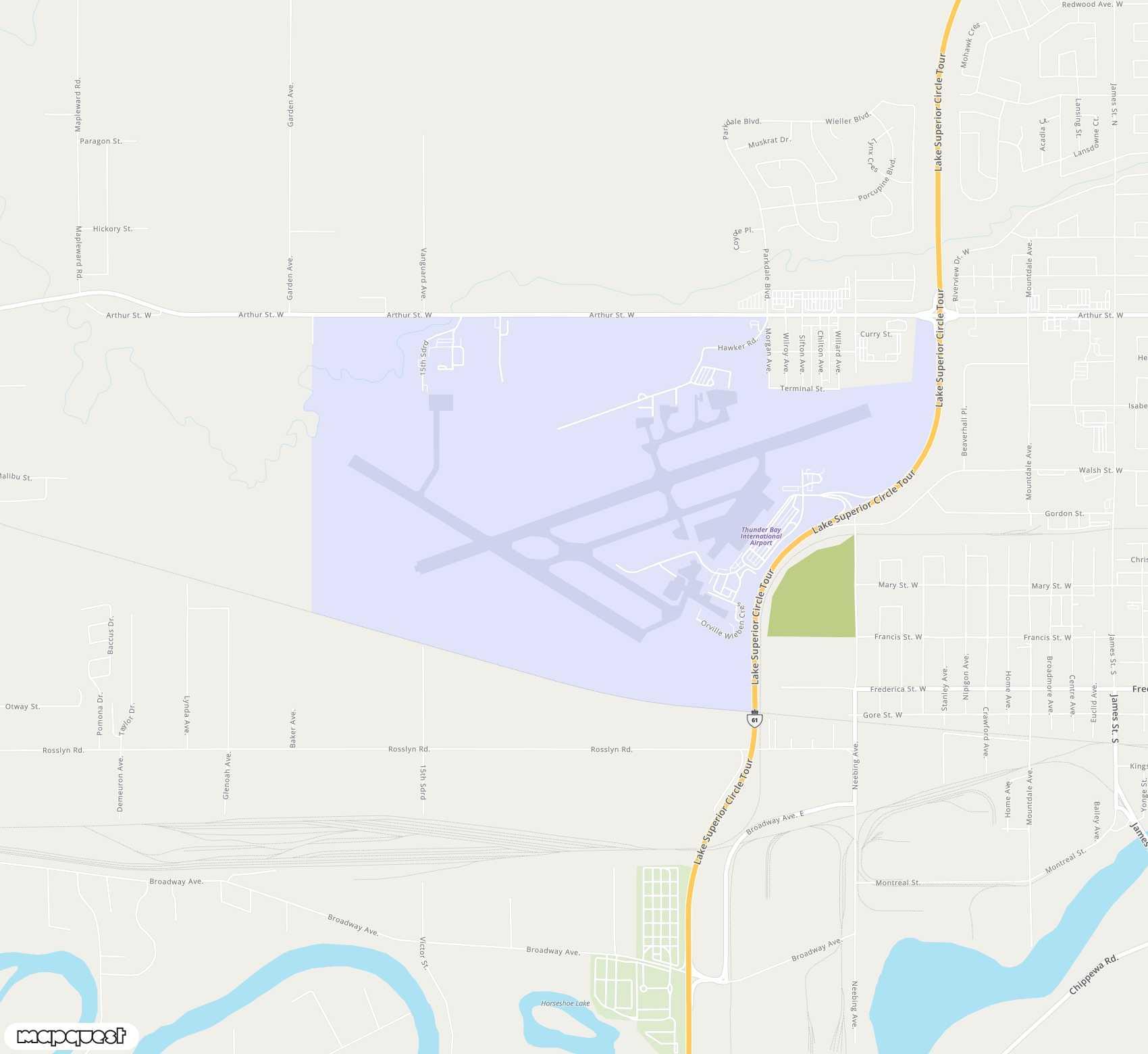 Carte de Thunder Bay <span>airport (YQT)</span>