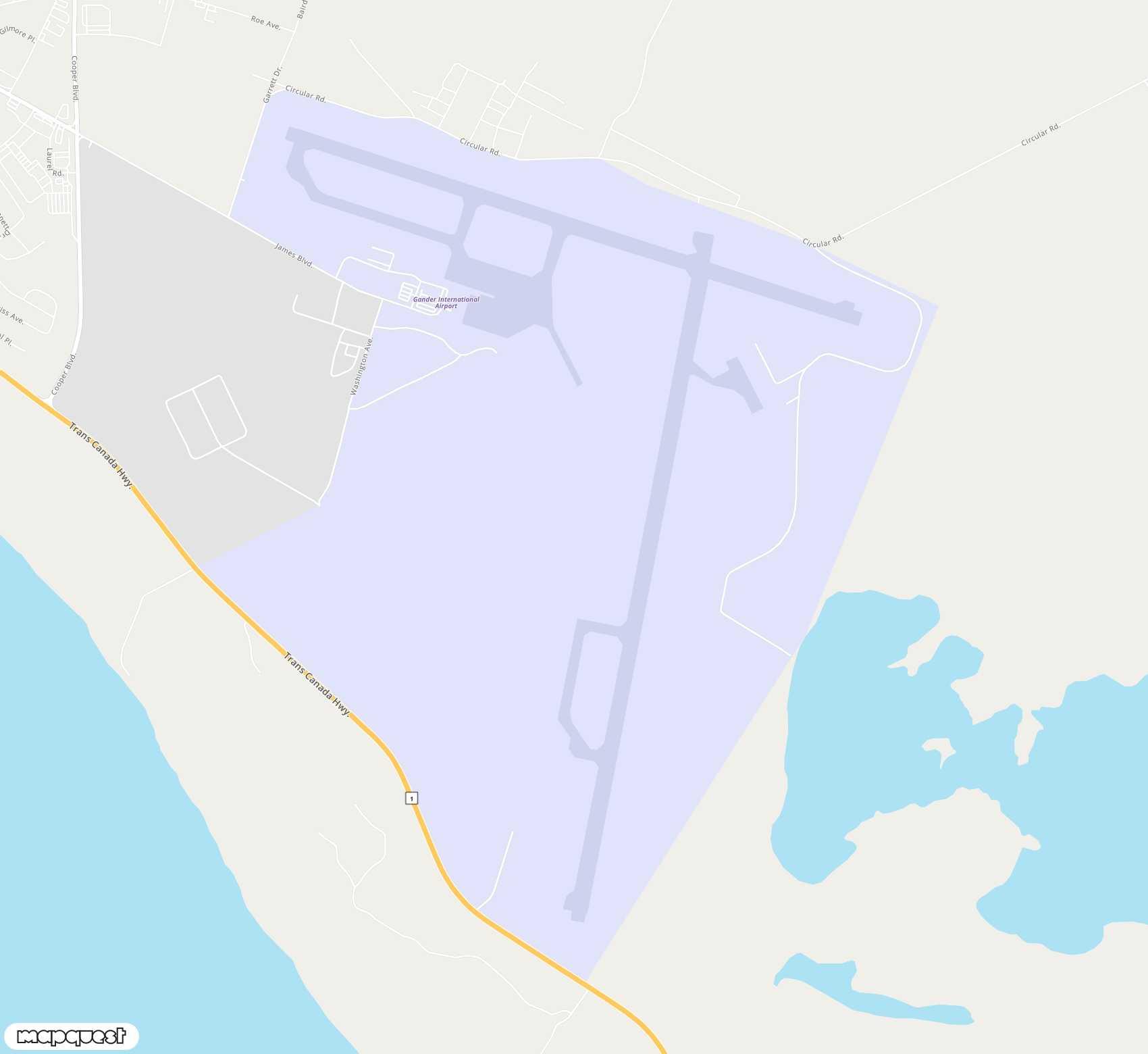 Carte de <span>Aéroport de </span>Gander<span>(YQX)</span>