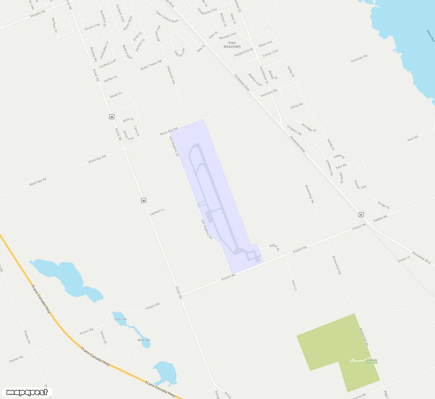 Carte de Pembroke <span>airport (YTA)</span>