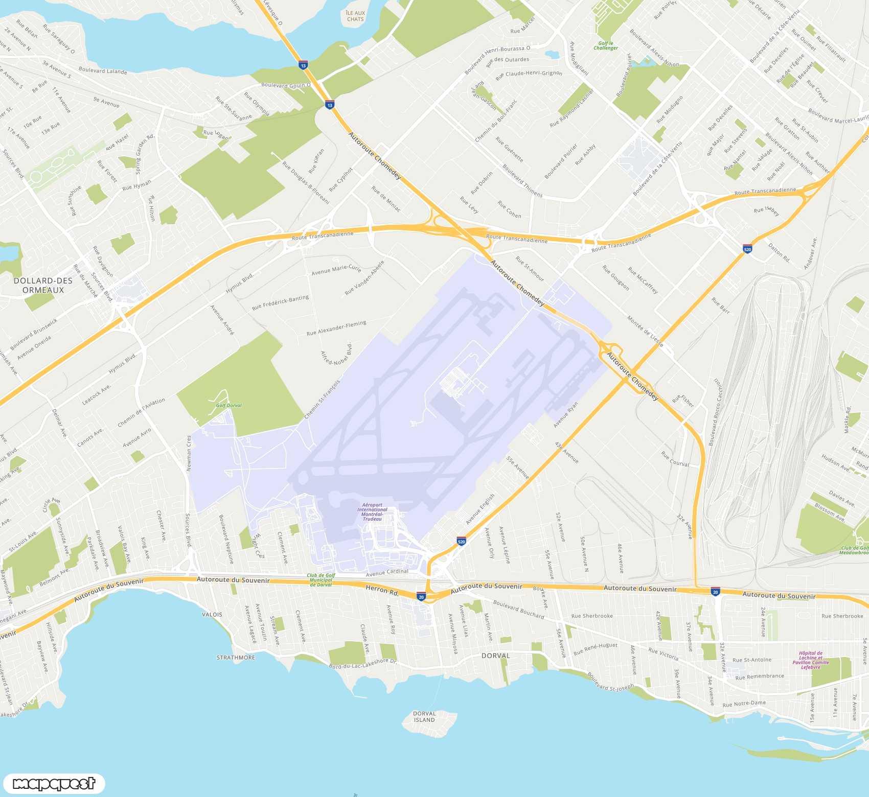 Carte de Montreal / Pierre Elliott Trudeau <span>international airport (YUL)</span>