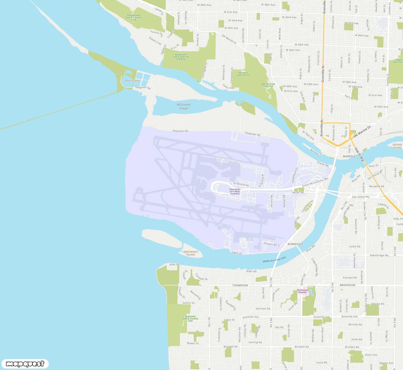 Carte de Vancouver <span>international airport (YVR)</span>