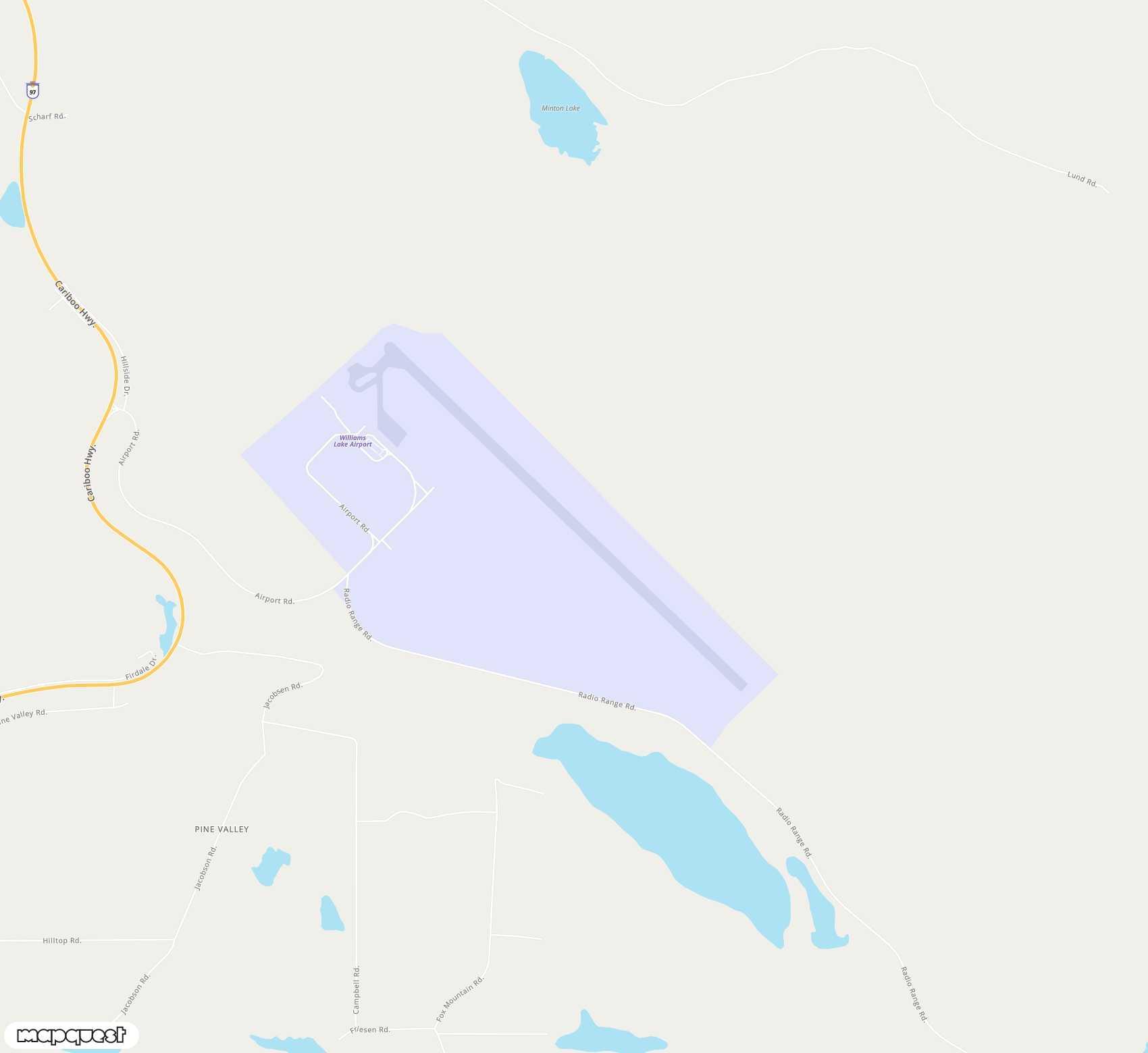 Carte de Williams Lake <span>airport (YWL)</span>