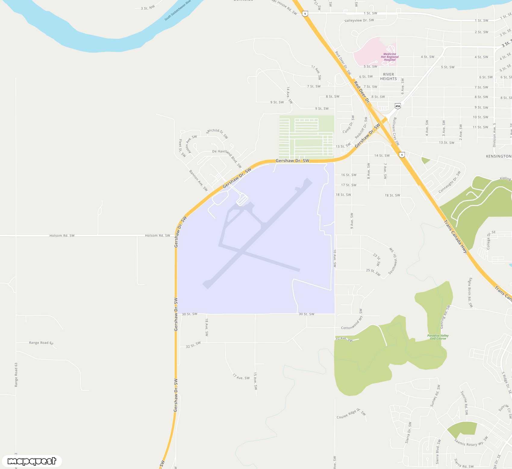 Carte de <span>Aéroport de </span>Medicine Hat<span>(YXH)</span>