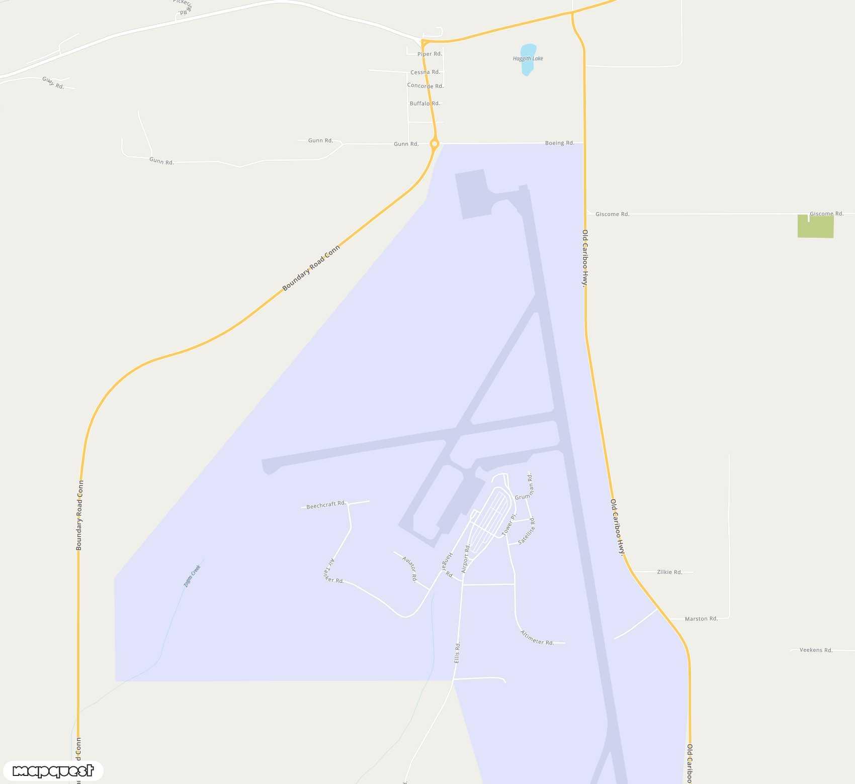 Carte de <span>Aéroport de </span>Prince George<span>(YXS)</span>