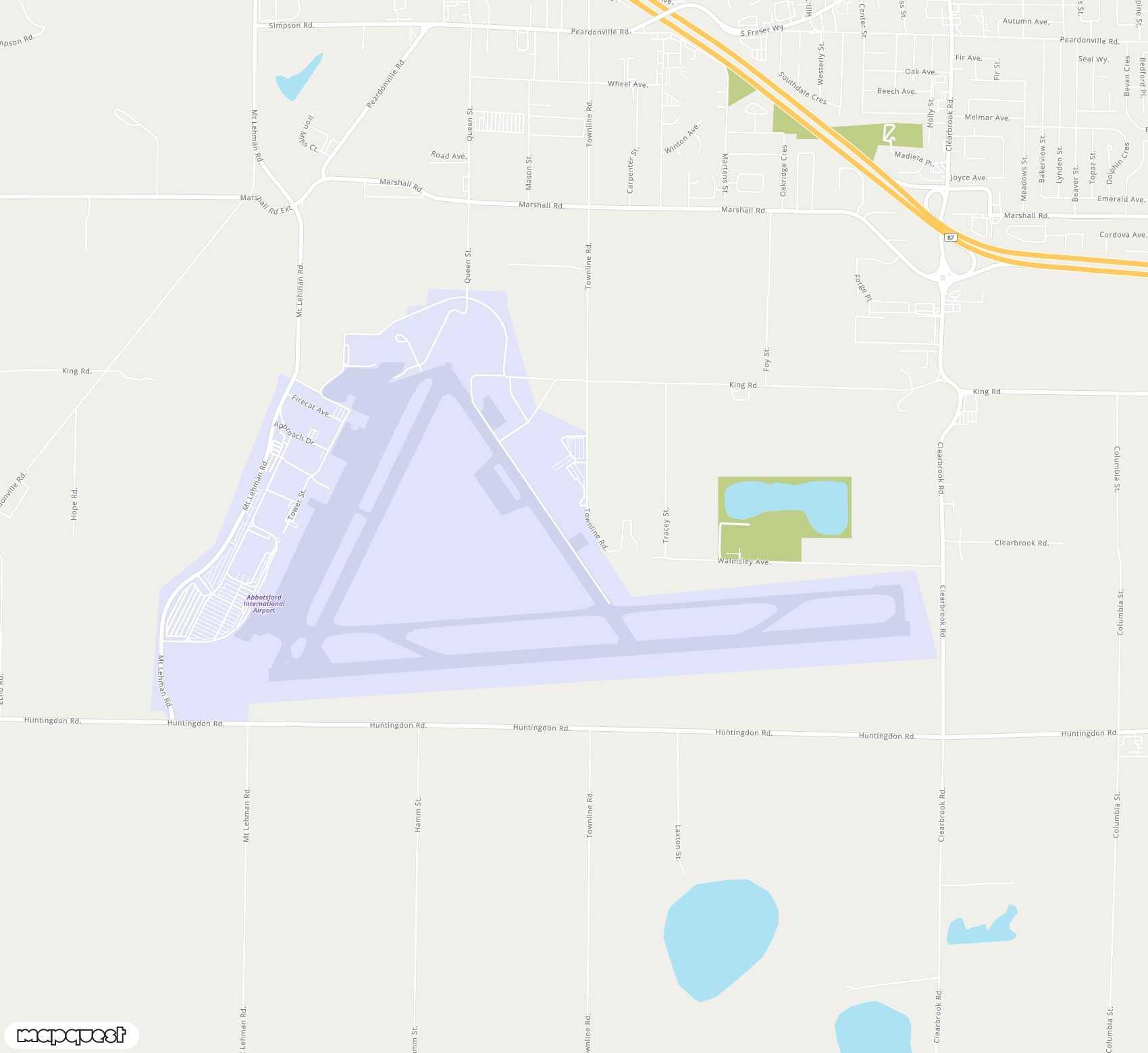 Carte de Abbotsford <span>airport (YXX)</span>