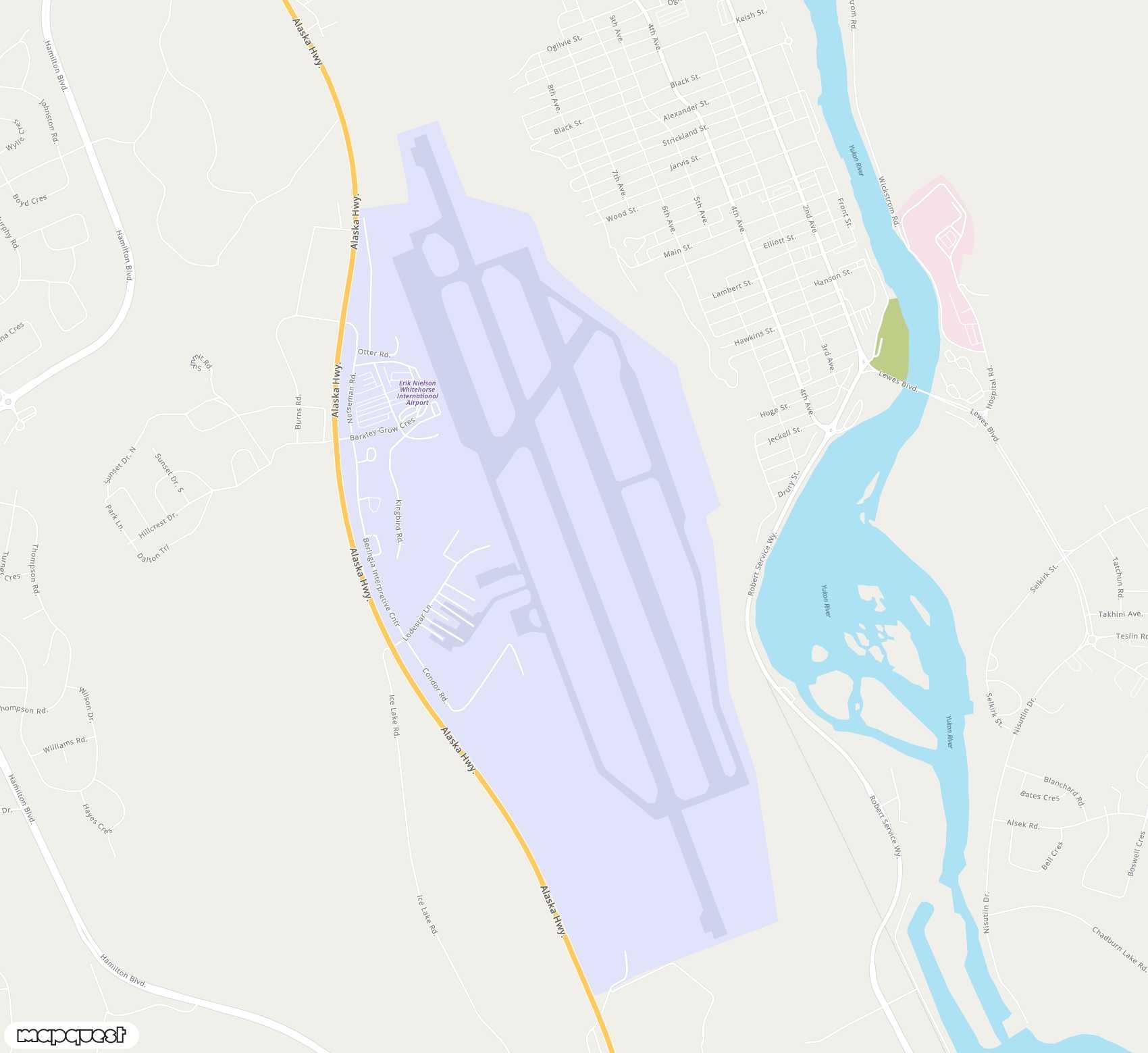 Carte de <span>Aéroport de </span>Whitehorse / Erik Nielsen<span>(YXY)</span>