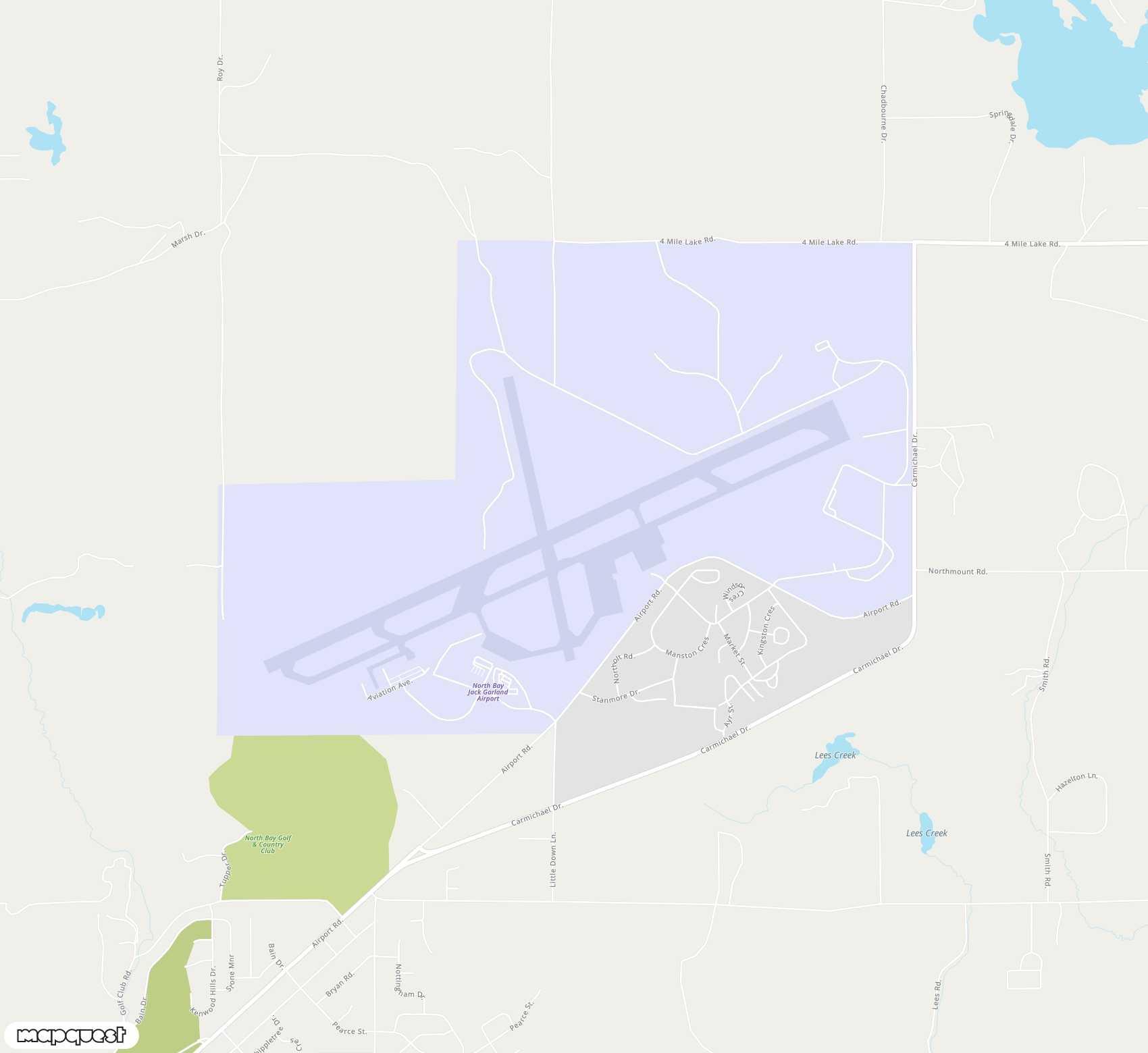 Carte de <span>Aéroport de </span>North Bay Jack Garland<span>(YYB)</span>