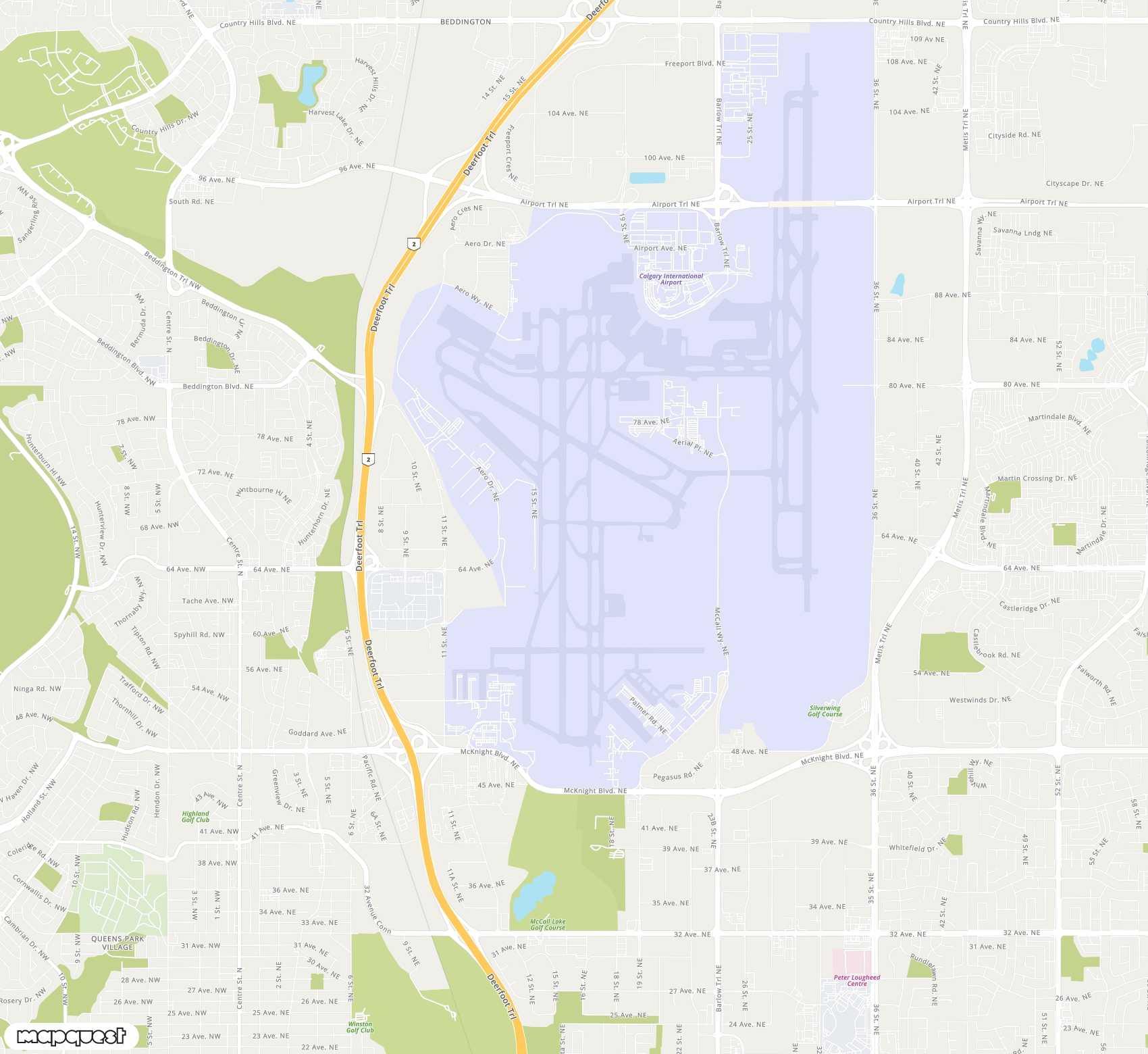 Carte de Calgary <span>international airport (YYC)</span>