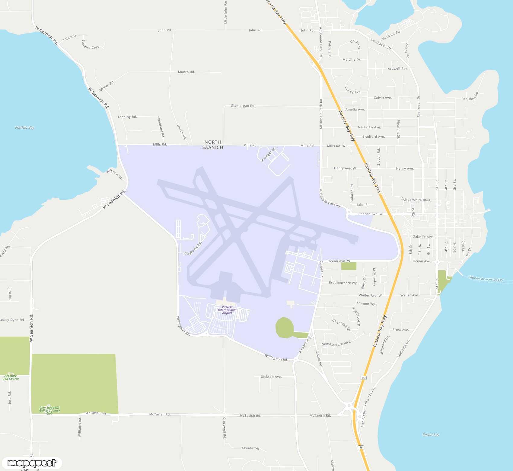 Carte de Victoria <span>airport (YYJ)</span>
