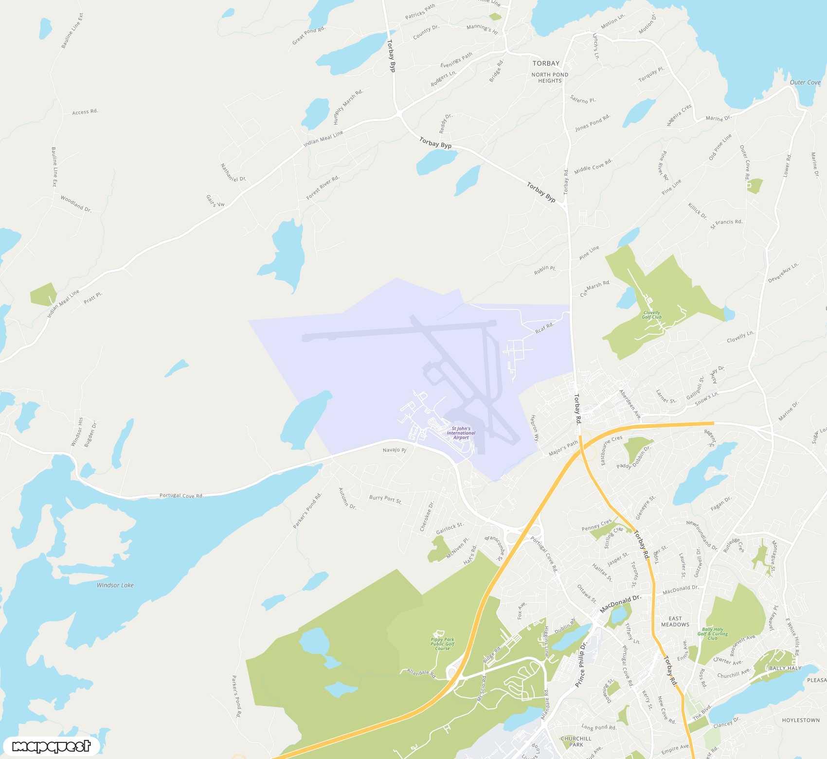 Carte de St. John's <span>international airport (YYT)</span>