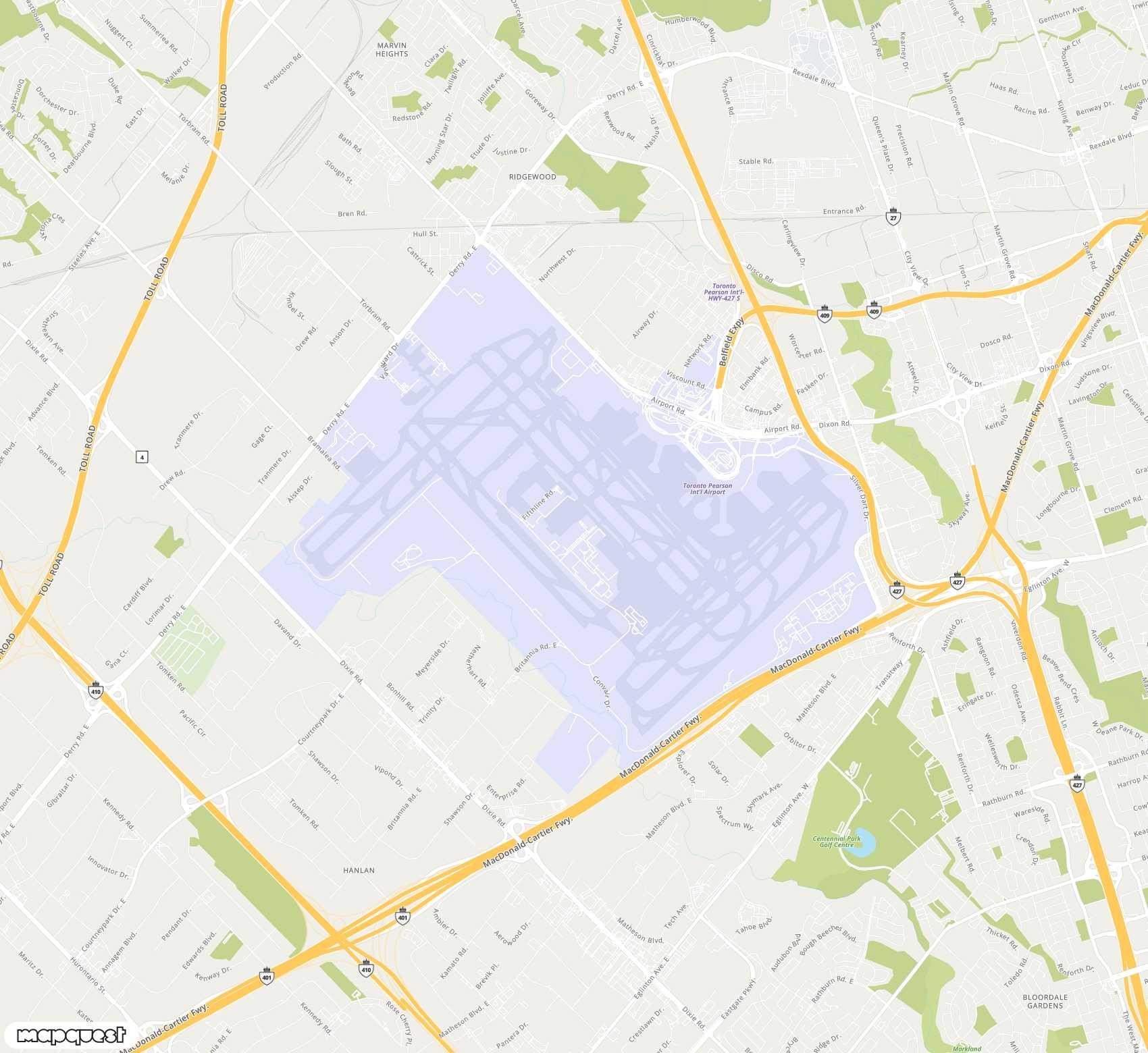 Carte de Lester B. Pearson <span>international airport (YYZ)</span>