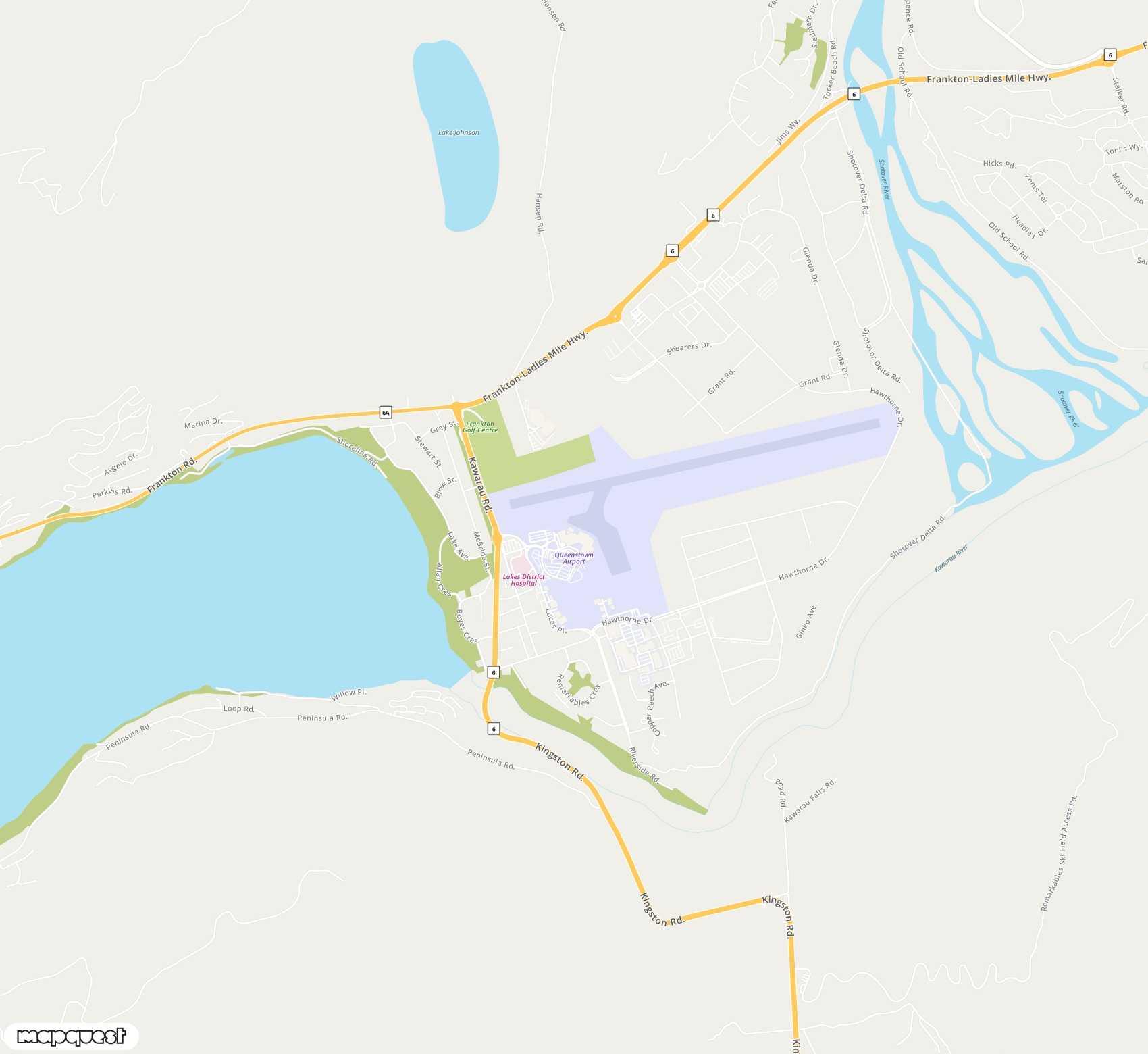 Carte de Queenstown <span>airport (ZQN)</span>